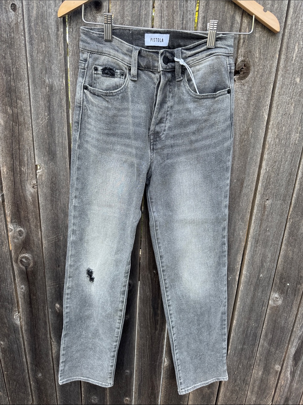 pistola Slim Straight Grey Washed Jeans